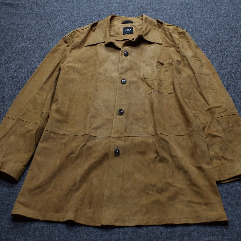 Hugo Boss Vintage Canto Goat Suede Jacket Camel Brown Men’s 42R